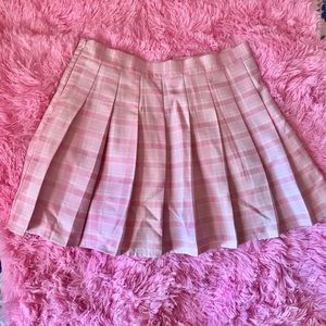 Pink and white plaid tennis skirt